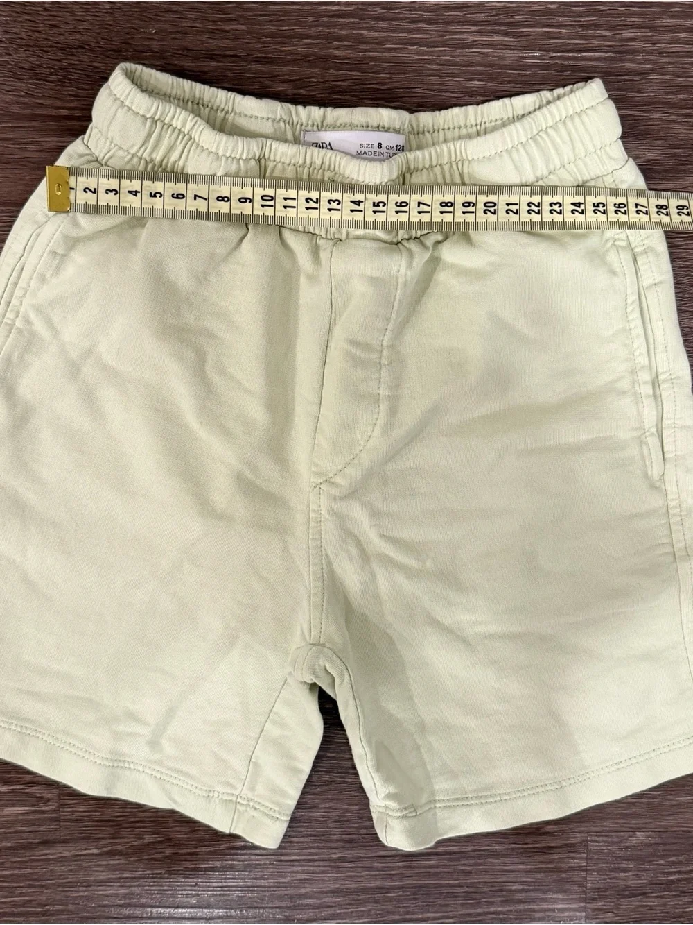 Zara Men's Light Cream Elastic-Waist Athletic Shorts